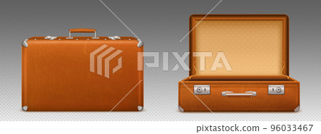 Open and closed vintage brown leather suitcase png Open and closed vintage brown leather suitcase png 96033467