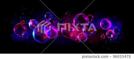 Abstract background neon soap bubbles or balls 96033478