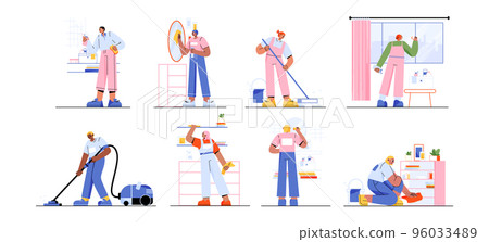 Cleaning service team work in house 96033489