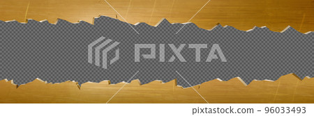 Gold metal rip hole, horizontal frame or border 96033493