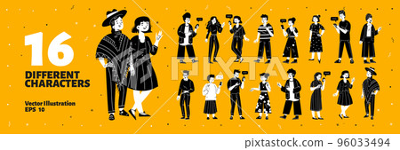 Set of different characters, diverse modern people 96033494