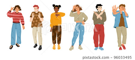 Body language, negative emotions, disagree concept Body language, negative emotions, disagree concept 96033495