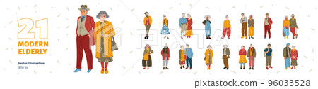 Set of modern elderly people, trendy characters 96033528