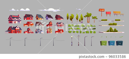 Summer city constructor set, vector illustration 96033586