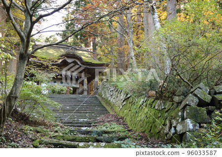 山上長滿苔蘚的石階盡頭的門 96033587