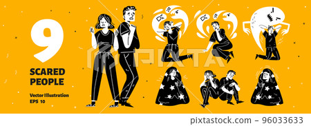 Scared and frightened people in panic Scared and frightened people in panic 96033633