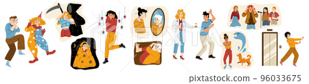 People with different phobias and fears 96033675