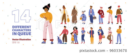 Different people standing in queue set Different people standing in queue set 96033678