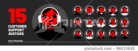 Support service operators avatars in circle frames 96033688