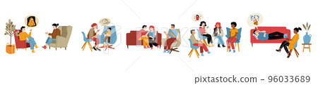 Psychologist consulting patients, couple, kid 96033689