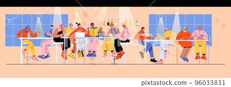 Bar interior with people drink wine and cocktails 96033831