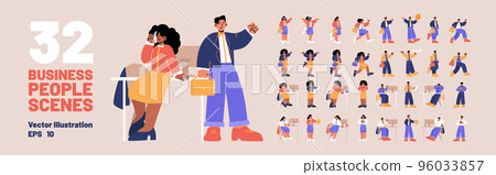 Business people, office workers scenes set 96033857