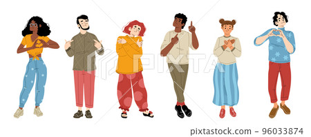 People with self love and care show heart gesture 96033874