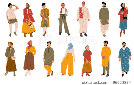 Modern arab people, male and female characters 96033884