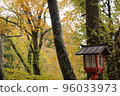 Autumn leaves and red lanterns 96033973