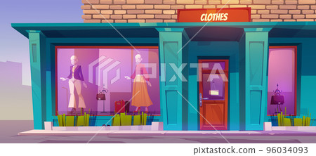 Clothes store facade, apparel shop with mannequins Clothes store facade, apparel shop with mannequins 96034093