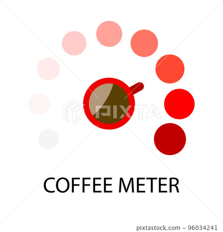 Coffee meter, indicator of power and energy. Hot drink to wake and work Coffee meter, indicator of power and energy. Hot drink to wake and work 96034241