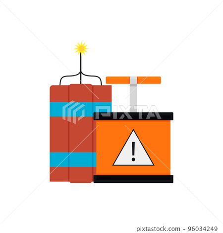 Dynamite bomb and detonator to launch danger weapon to explosion and damage 96034249