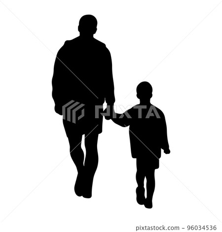 Father silhouette with son walking vector illustration Father silhouette with son walking vector illustration 96034536