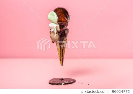 funny creative concept of falling wafer cone 96034775