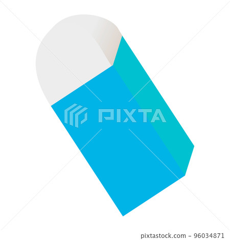 Cartoon eraser, white head blue body. Flat design stationery. Isolated on white background, EPS10 vector 96034871