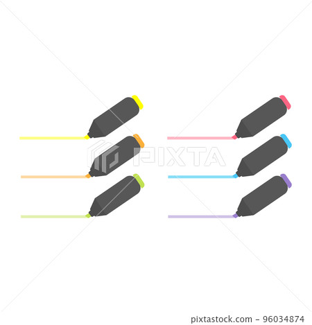 Cartoon colorful highlighter set. Flat design stationery. Isolated on white background, EPS10 vector Cartoon colorful highlighter set. Flat design stationery. Isolated on white background, EPS10 vector 96034874