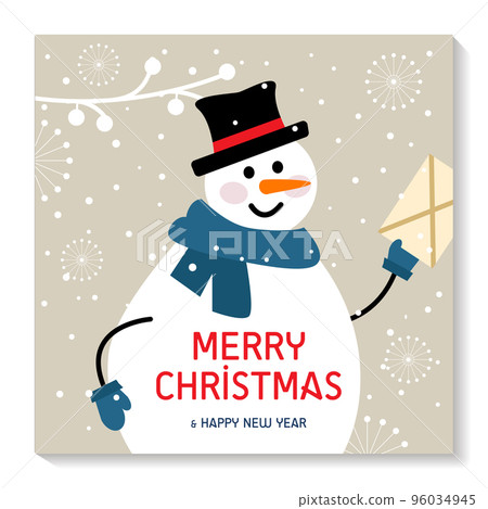 gold Christmas cards. postman snowman brings a congratulatory letter. gold Christmas cards. postman snowman brings a congratulatory letter. 96034945