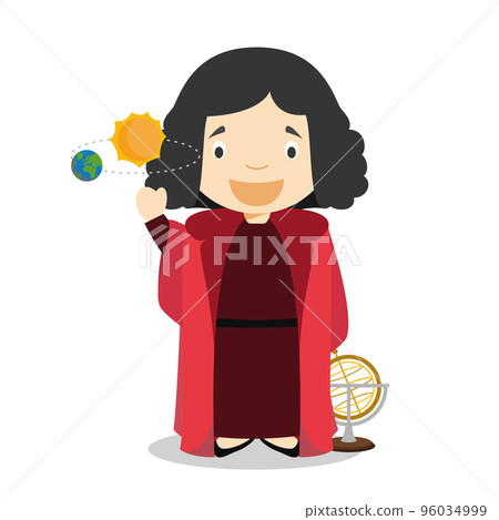 Nikolaus Kopernikus cartoon character. Vector Illustration. Kids History Collection. 96034999