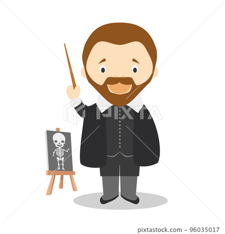 Andreas Vesalius cartoon character. Vector Illustration. Kids History Collection. Andreas Vesalius cartoon character. Vector Illustration. Kids History Collection. 96035017
