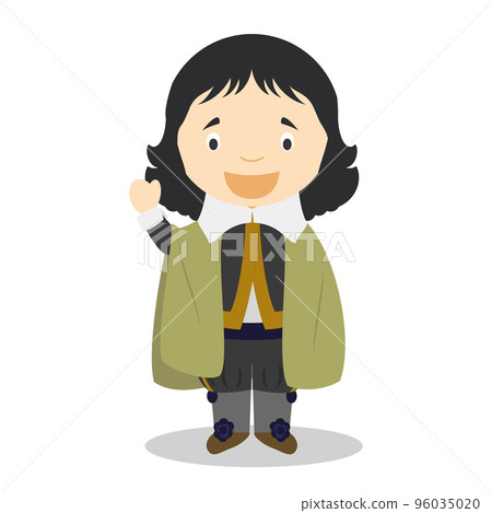 Blaise Pascal cartoon character. Vector Illustration. Kids History Collection. 96035020