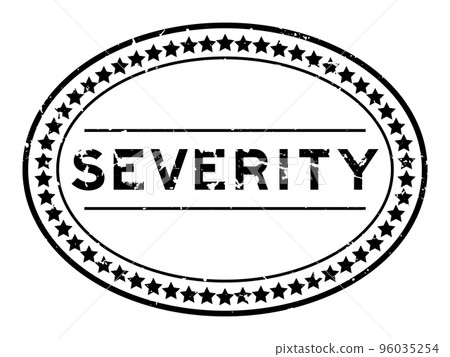 Grunge black severity word oval rubber seal stamp on white background Grunge black severity word oval rubber seal stamp on white background 96035254