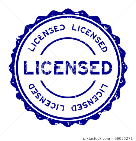 Grunge blue licensed word round rubber seal stamp on white background Grunge blue licensed word round rubber seal stamp on white background 96035271