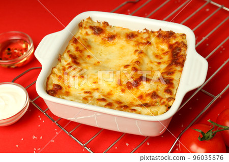 Concept of delicious food, lasagna, close up Concept of delicious food, lasagna, close up 96035876