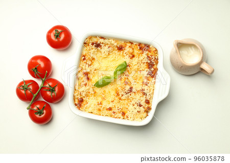 Concept of delicious food, lasagna, top view Concept of delicious food, lasagna, top view 96035878