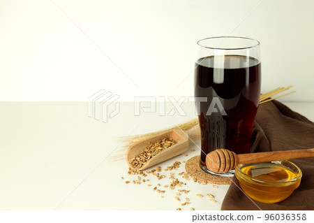 Concept of fresh drink, kvass, space for text Concept of fresh drink, kvass, space for text 96036358