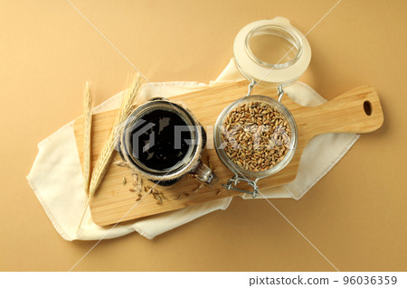 Concept of fresh drink, kvass, top view 96036359