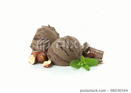 Chocolate ice cream isolated on white background 96036564