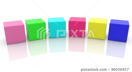 Colored toy blocks of different colors on a white background 96036957