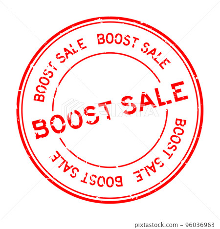 Grunge red boost sale word round rubber seal stamp on white background 96036963