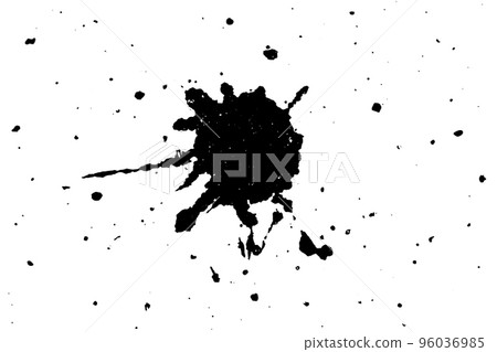 Grunge black droplet splash textured background (Vector). Use for decoration, aging or old layer 96036985
