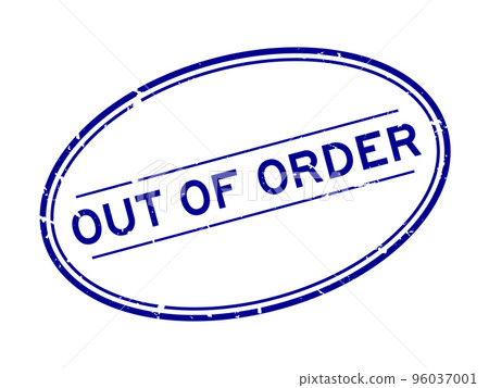 Grunge blue out of order word oval rubber seal stamp on white background Grunge blue out of order word oval rubber seal stamp on white background 96037001