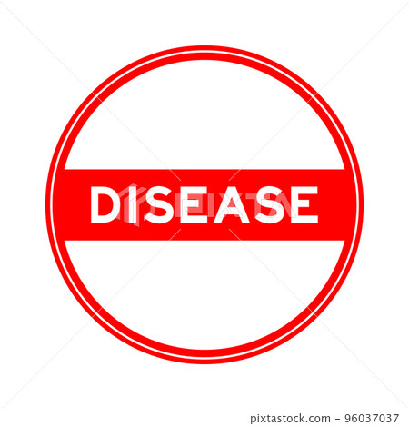 Red color round seal sticker in word disease on white background Red color round seal sticker in word disease on white background 96037037
