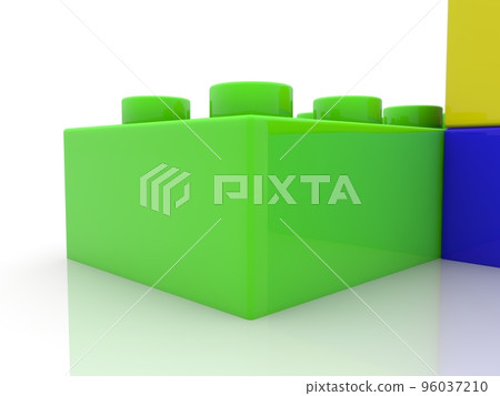 Green toy brick close up on white Green toy brick close up on white 96037210