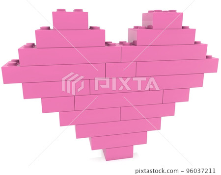 Abstract pink heart from toy bricks Abstract pink heart from toy bricks 96037211