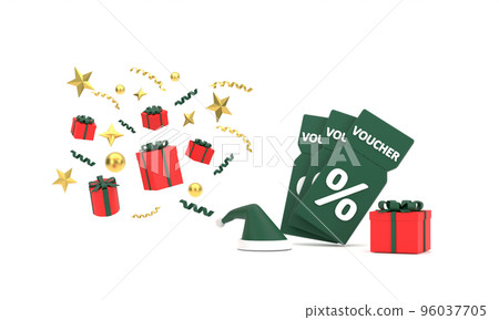 gift voucher with gift box and Santa hat gift voucher with gift box and Santa hat 96037705