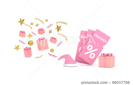 gift voucher with gift box and Santa hat gift voucher with gift box and Santa hat 96037706