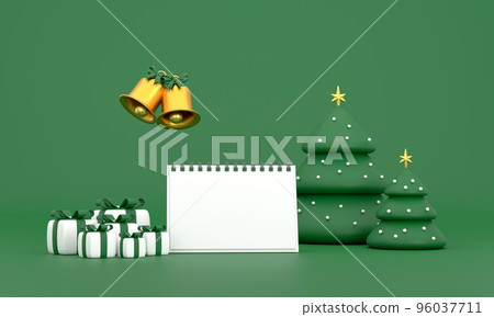 New year calendar. merry Christmas and happy new year Christmas tree and gift New year calendar. merry Christmas and happy new year Christmas tree and gift 96037711