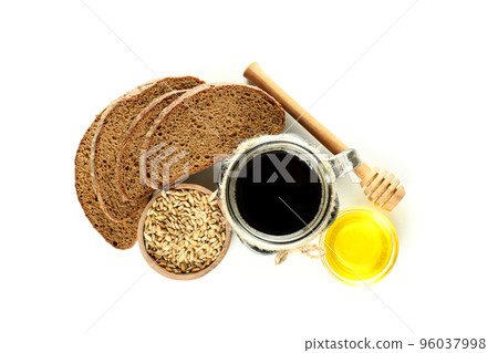 Concept of fresh drink isolated on white background, kvass 96037998
