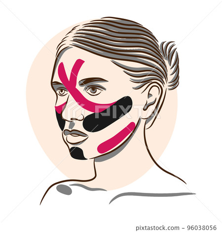 Taping technique, kinesiology facial taping, body care 96038056