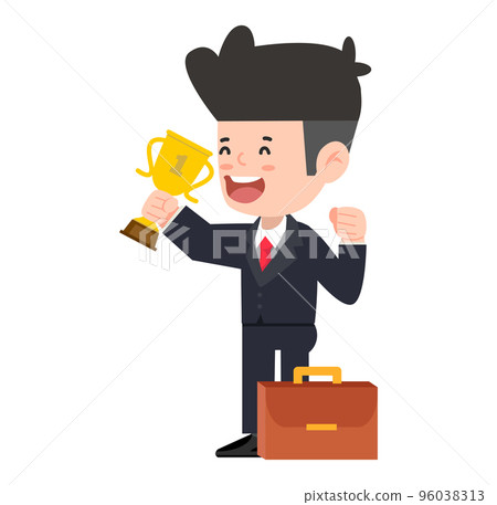 businessman holding trophy  success cartoon 96038313